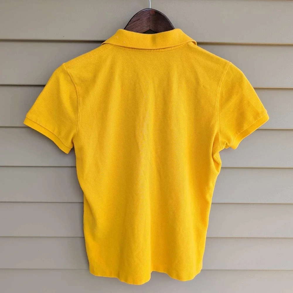 Ralph Lauren Polo Shirt Mens Large Yellow Slim Fit Short Sleeve Cotton Pique